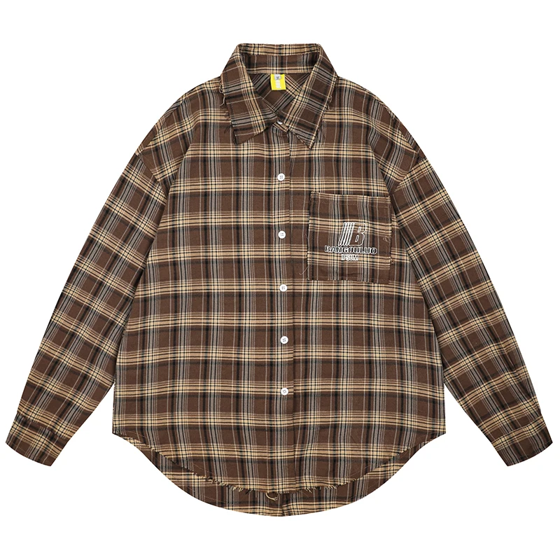 

Рубашка мужская с длинным рукавом, с вышивкой, в стиле хип-хоп