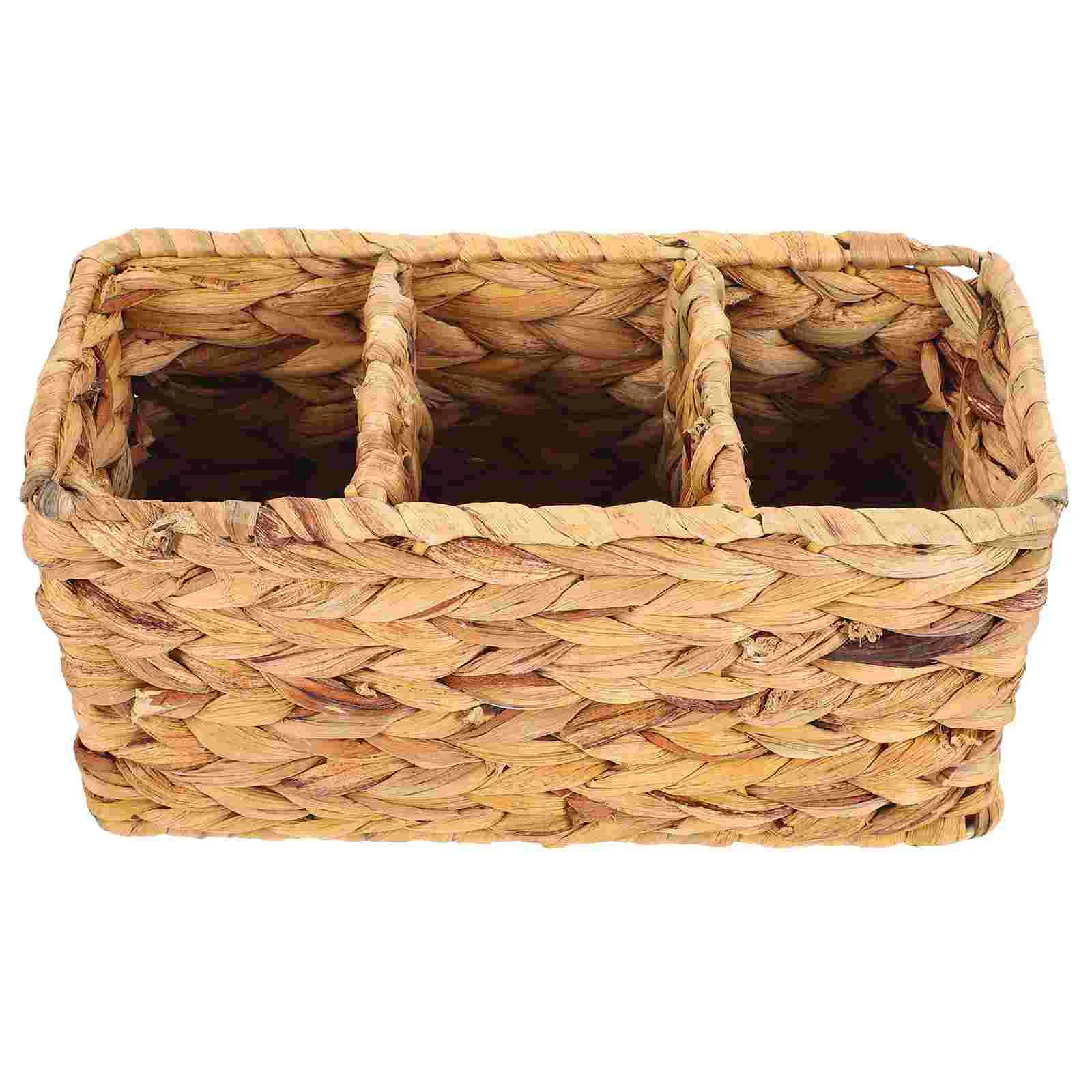 

Manual European-style Handwoven Three-compartment Storage Basket Wicker Toilet Tank Top Gourd Grass