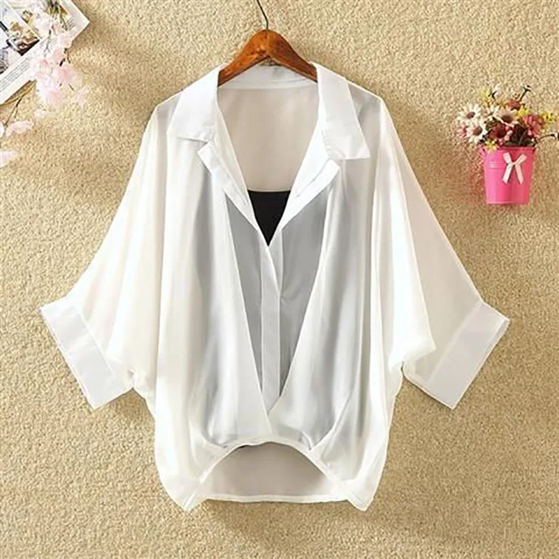 Fashion V-Neck Irregular Folds Casual Batwing Sleeve Blouse Women's Clothing 2023 Summer New All-match Pullovers Korean Shirt