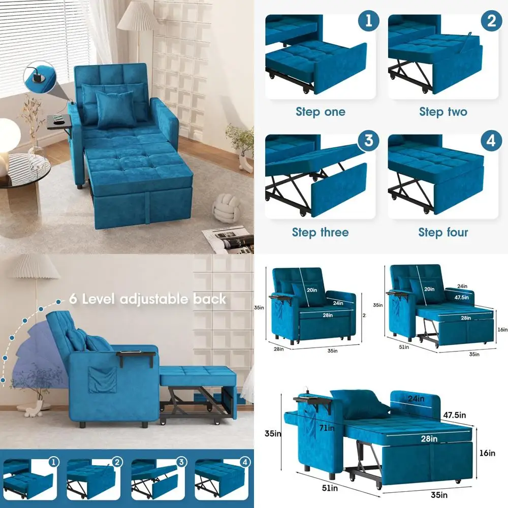 3-in-1 Velvet Sofa Bed 1