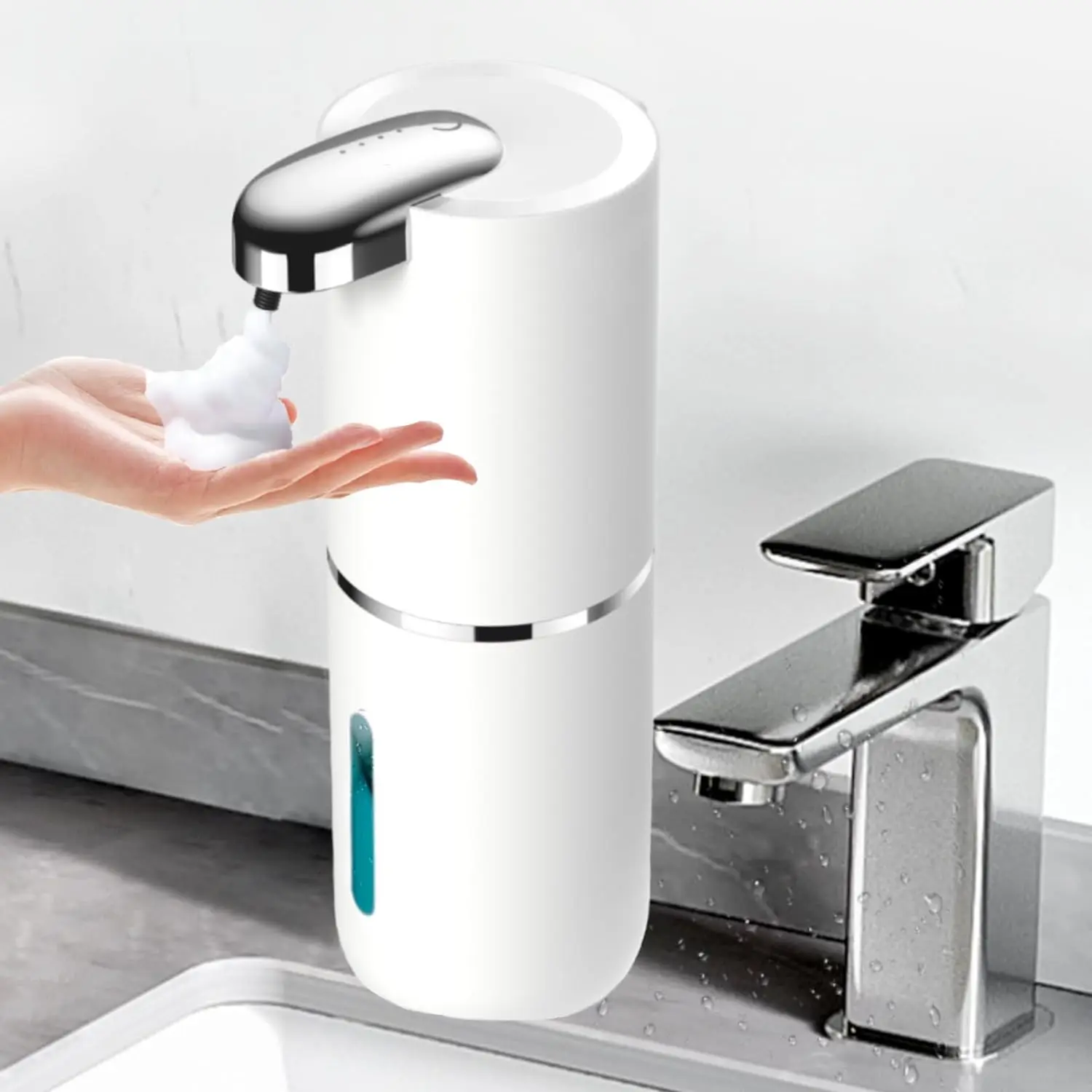 400ml/380ml Automatic Soap Dispenser Touchless Foam Soap Dispenser USB/Battery Type 4 Speed Electric Sanitizer Dispenser Set 4
