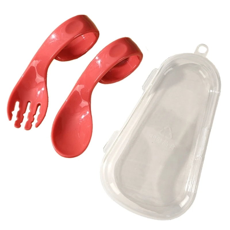 

Upgraded Babies Utensils Set Auxiliary Food Toddler Learn to Eat Training Bendable Soft Fork Infant Children Tableware