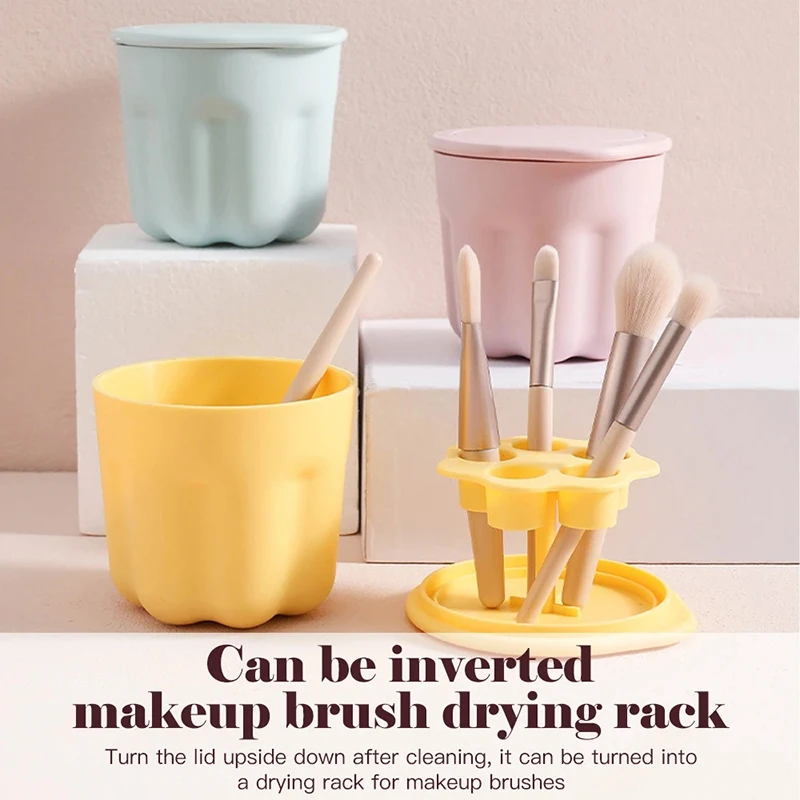 

1pcs Makeup Brush Cleaner Bucket With Drying Brushes Shelf Washing Brush Pad Cleaning Mat Cosmetic Brush Cleaner Beauty Supplies