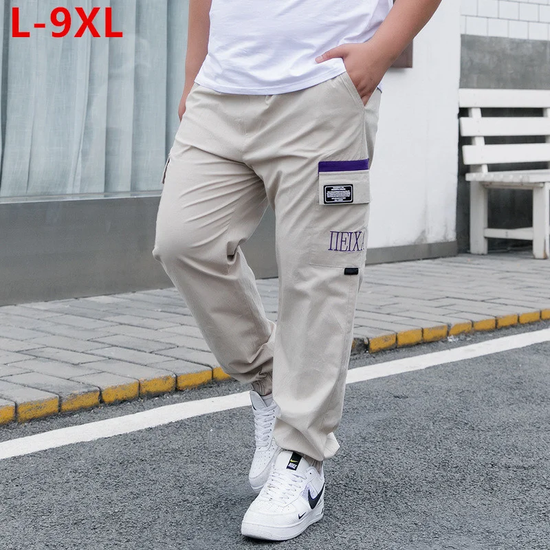 

Cargo Pants Sport Men Joggers Hip Hop Male Fashion Harem Oversized Boys Plus Size 6XL 8XL 9XL Cotton Stretched Summer Trousers