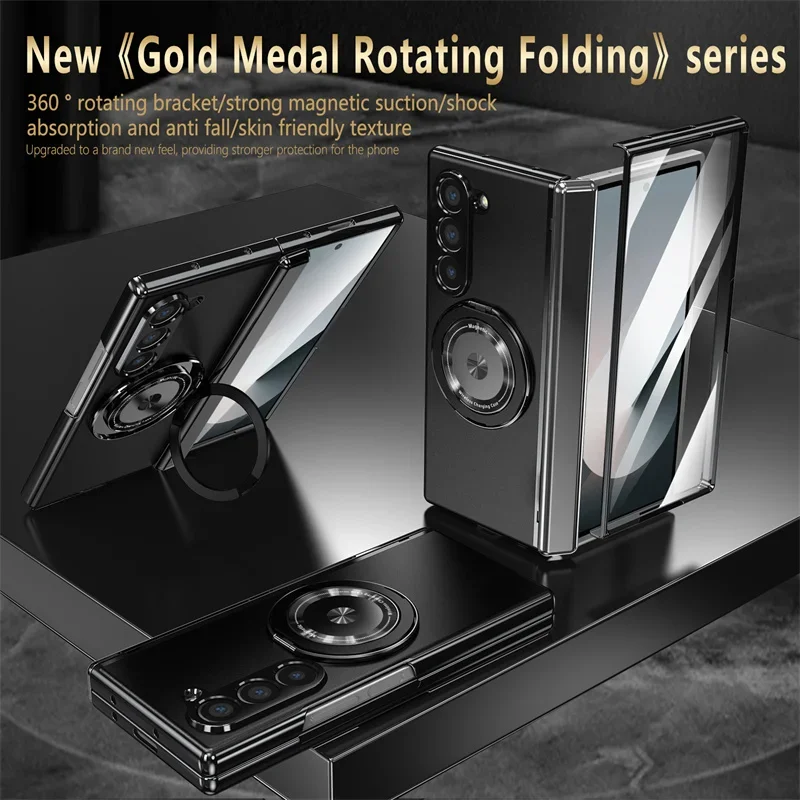 Premium Rotating Magnetic Car Holder Phone Case with Hinge Protection and Metal Alloy Back Cover