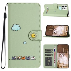 Custodia Portafoglio per Telefono con Design di Gatto in Pelle Elegante con Copertura Flip