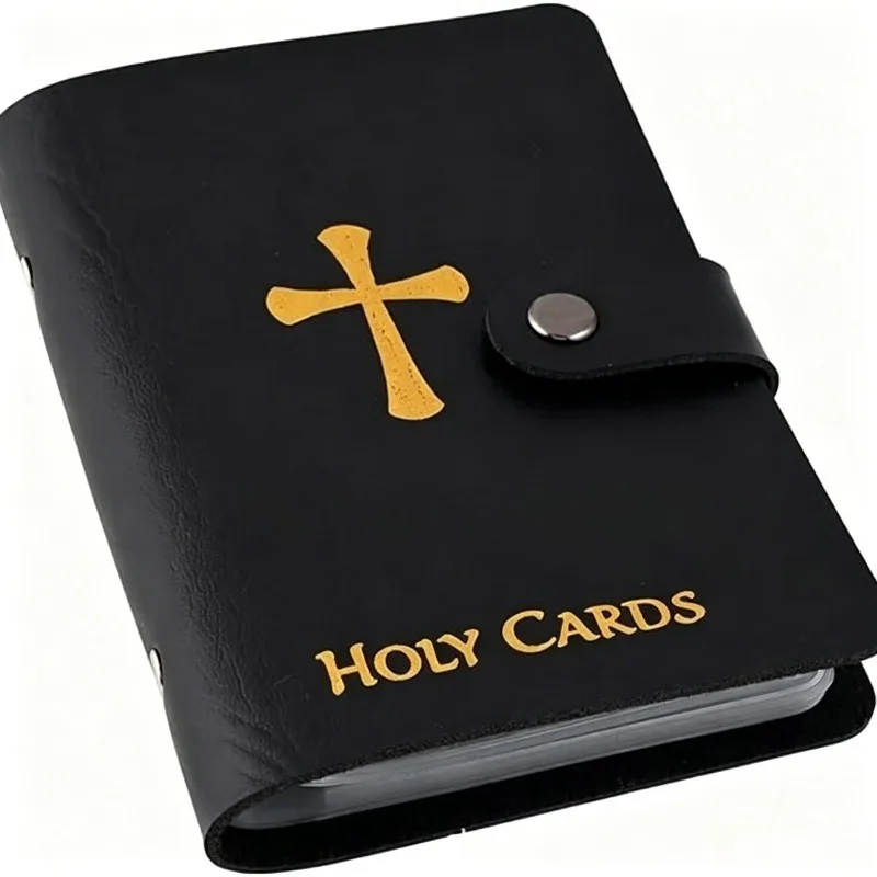 Elegant Faux Leather Card Holder Case with Snap Closure - Holds Up to 40 Cards