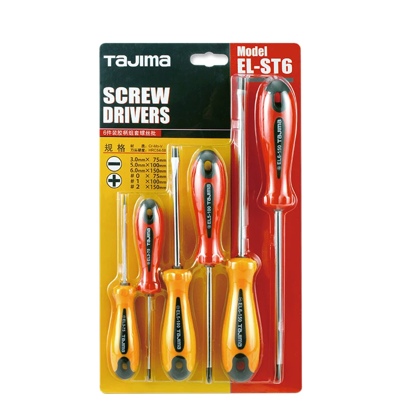 TAJIMAELST6ScrewDriverSet6PCSPhillipsSlottedScrewdriverHigh