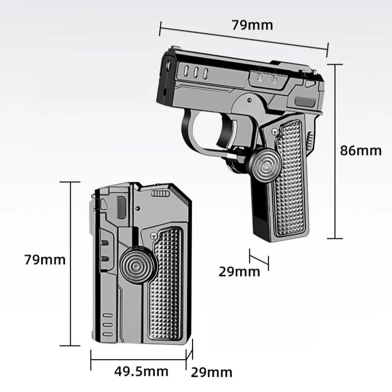 Metal Folding Gun Type Gyroscope Windproof Direct Charge Red Flame Butane Gas Lighter Fun Laser Light Cigar Lighters Smoking gas lighter torch lighter