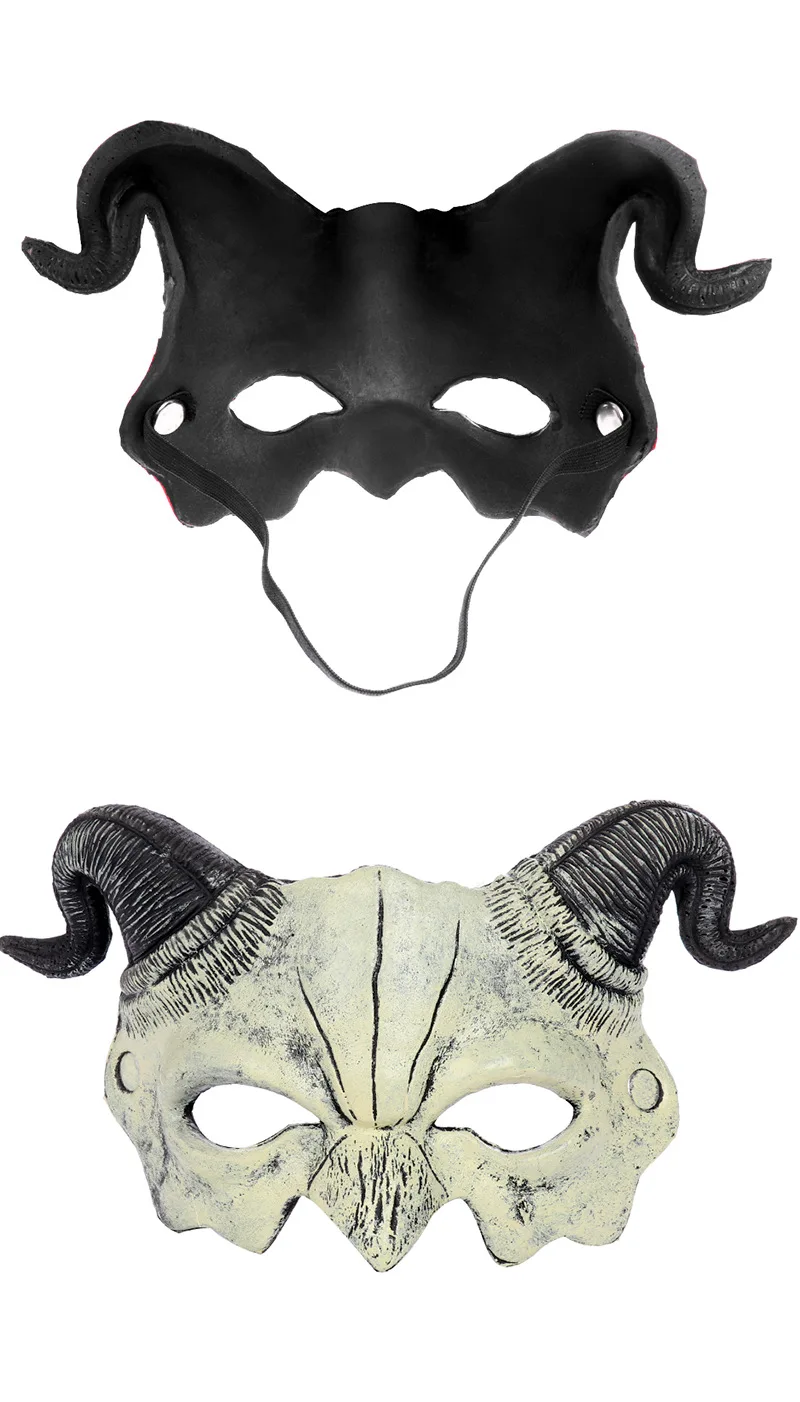 Halloween Half Face PU Horn Teufel Maske Cosplay Maske Karneval Party Requisiten Bühne Show Zubehör – Detail 12