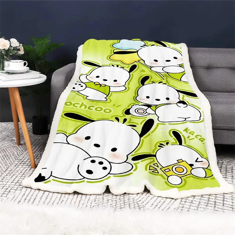 

Pacha Dog Blanket Sanrio Japanese Anime Cartoon Pattern Print Adult Children's Products Warm Sofa Blanket Lunch Break Blanket