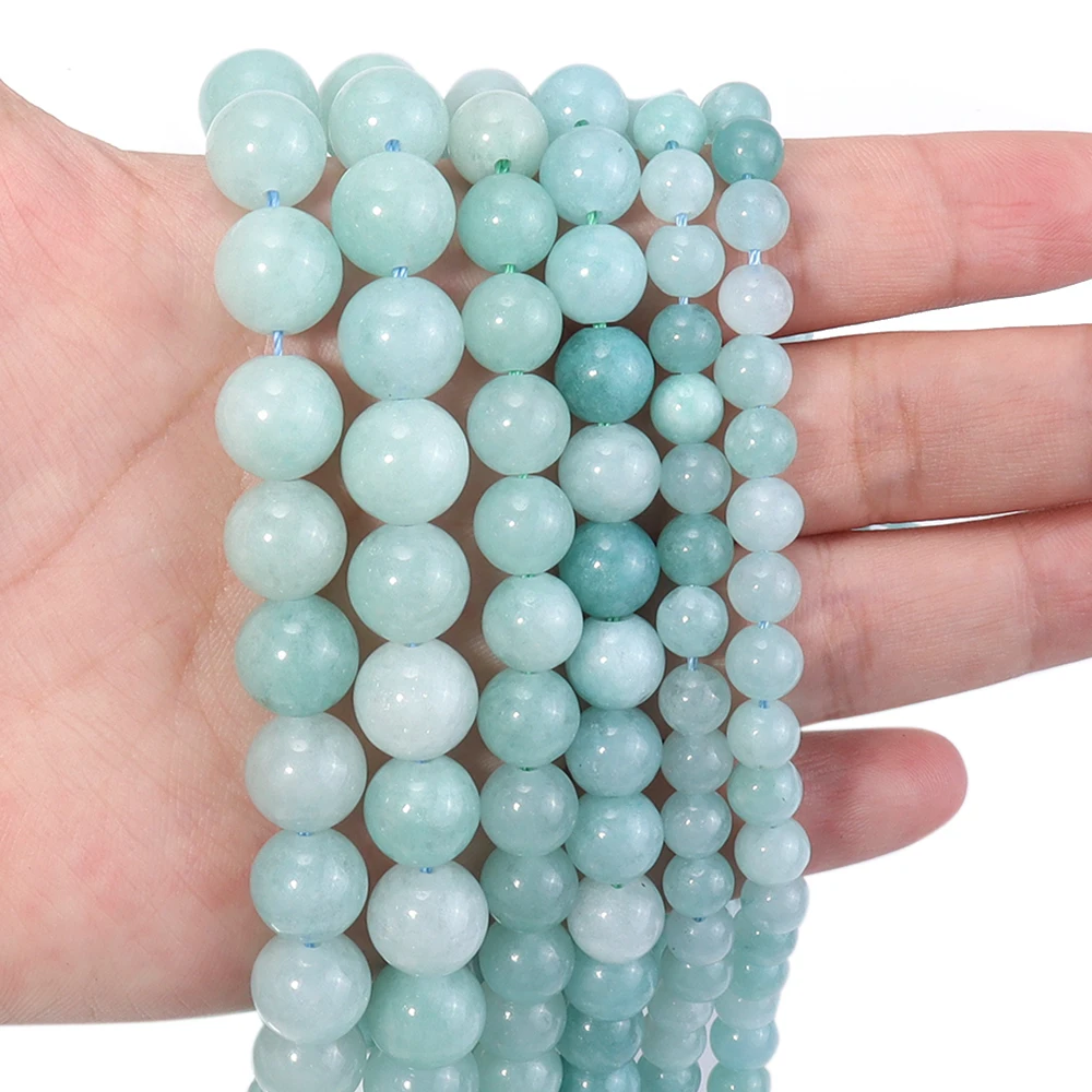 1 가닥 미얀마 옥 비즈 6/8/10mm 라운드 루즈 천연석 비즈 DIY 쥬얼리 만들기 수제 팔찌 공예 액세서리