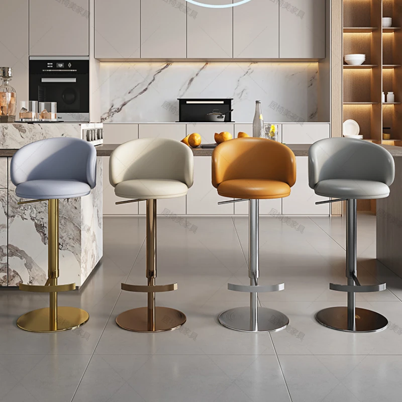 Rattan Furniture Luxury Counter Stools Bar Swivel Stool High Chair Kitchen Pink Armchair Table Chairs Green Mid-century Hocker