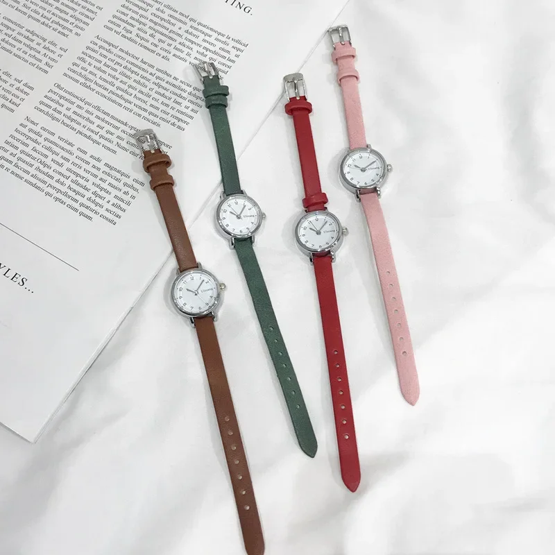 Fashion Hot Sales White Small Watches Brand Ladies Quartz Wristwatch Simple Retr Femme with Leather Band Clock 2