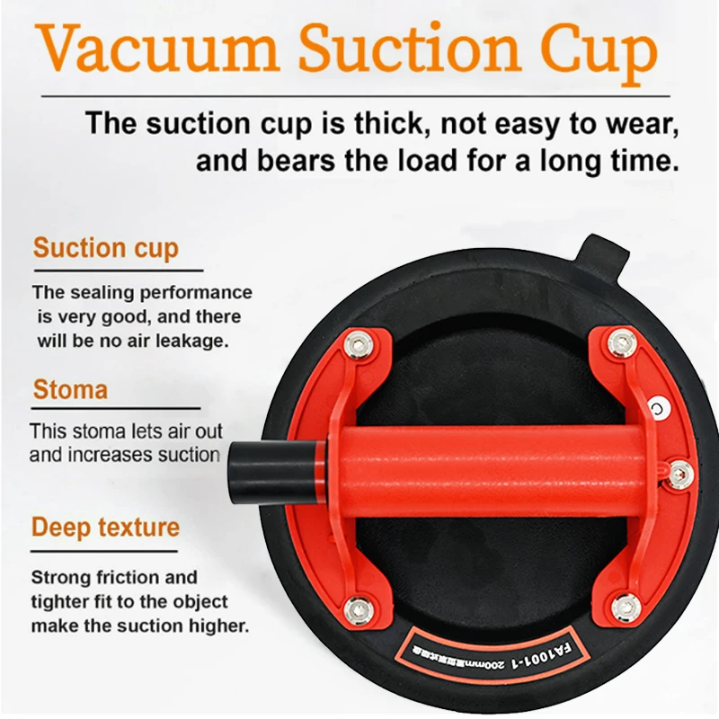 8 Inch Vacuum Glass Ceramic Tile Suction Cup Special Suction Device for Marble Heavy-duty Powerful Bricklayer Handling Tools