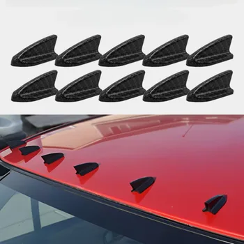 Kit Spoiler per Tetto Auto 10 Pezzi, Nero/Fibra di Carbonio, Forma Pinna di Squalo, con Nastri Autoadesivi per la Maggior Parte delle Auto