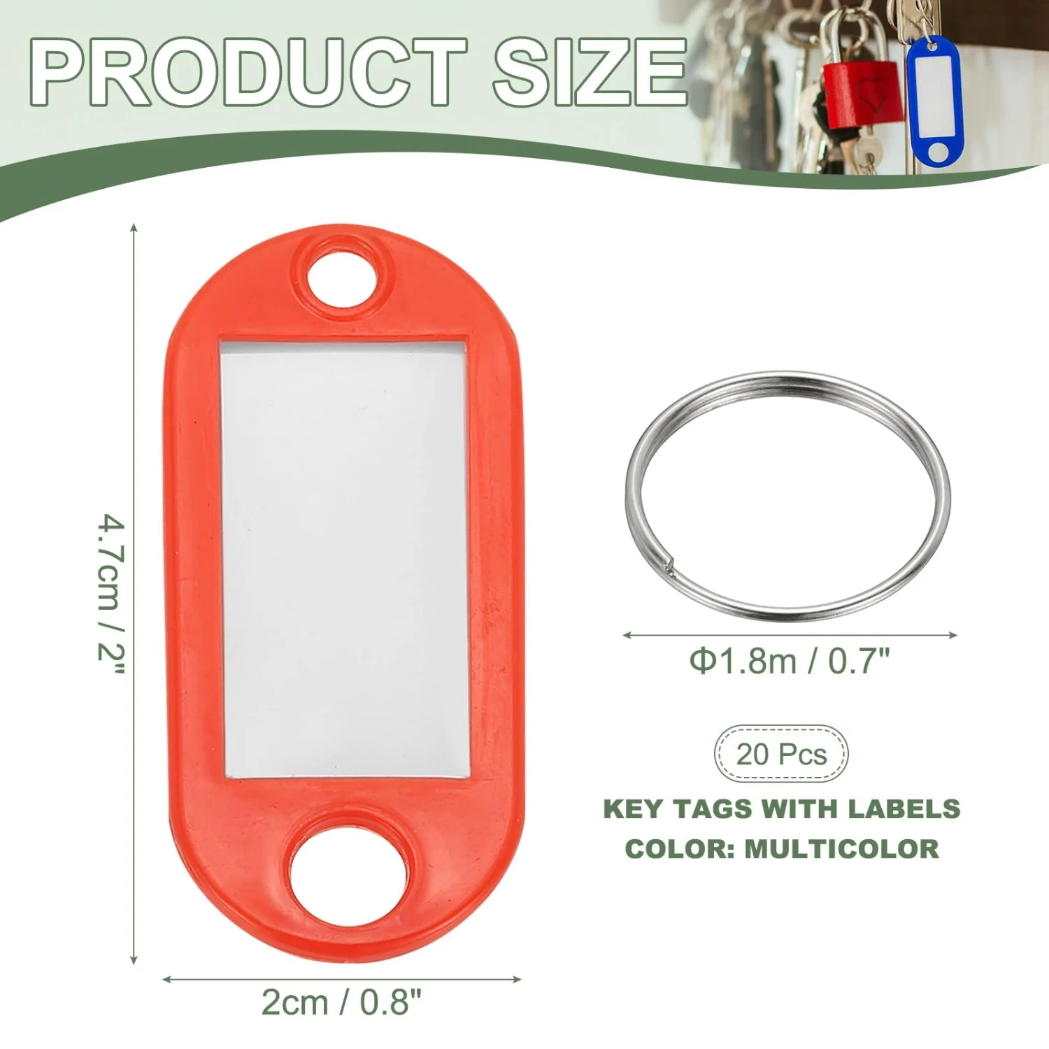 Coloful Key Tags Plastic Split Key Ring Paper Labels Windows Flexible Organizer DIY Item Identifiers Luggage Tag 10-100PCS