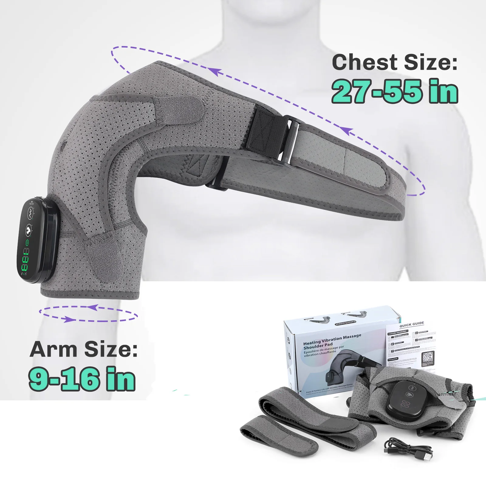 Electric Heating Shoulder Massage Heated Back Shoulder Brace Adjustable Heating Shoulder Massage Belt