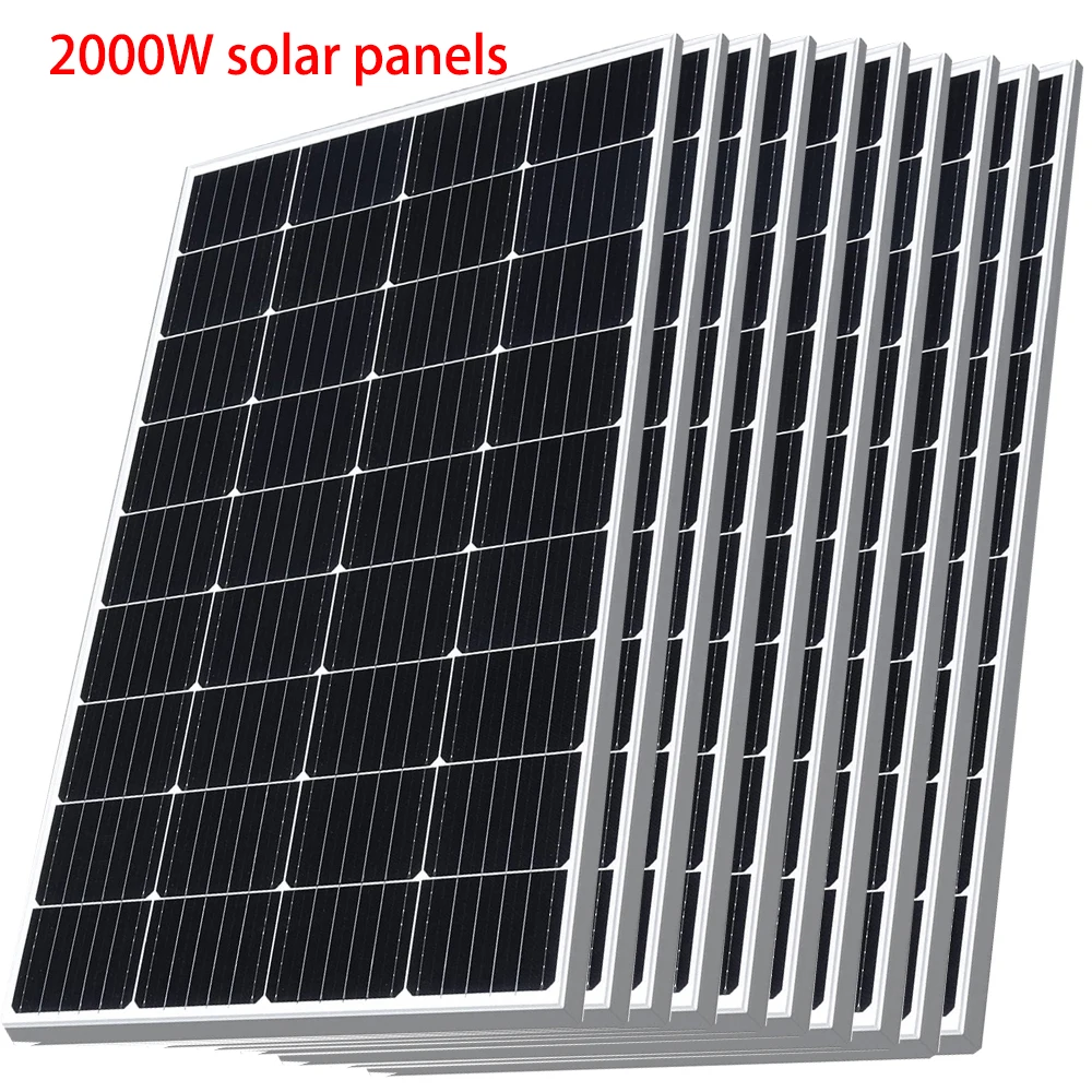 XINPUGUANG Rigid Solar Panel 2000W Mono solar panels 10x 200w renewable energy for battery charger roof farm wholesale camping