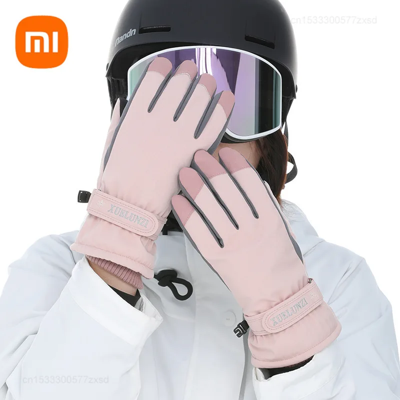

Зимние теплые лыжные перчатки Xiaomi для мужчин и женщин, плотные водонепроницаемые ветрозащитные перчатки для сенсорных экранов, велосипедные спортивные рукавицы для пар