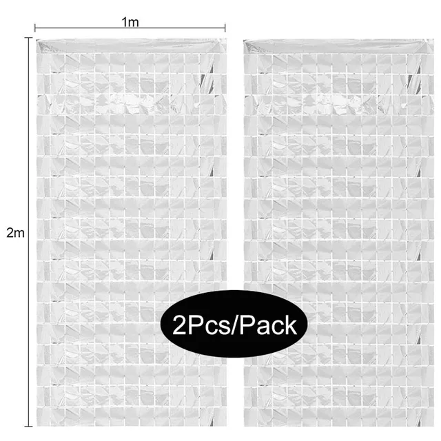 2Pack Party Backdrop Metallic Foil Fringe Tinsel Curtain Adult Kids Birthday Party Wedding Decoration Baby Shower Favor Supplies silver