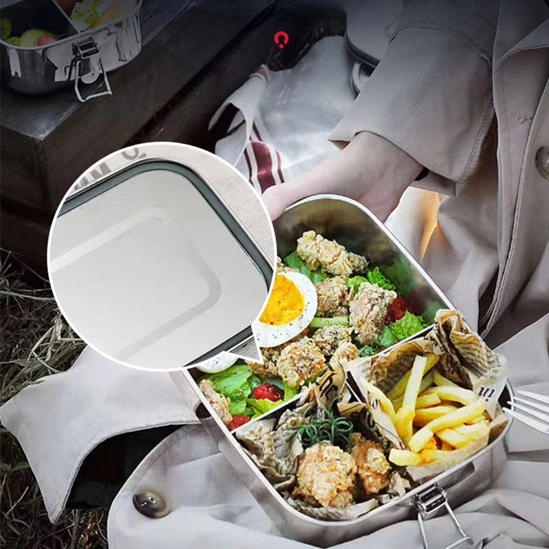 

Square Lunch Box Sealed Insulation Bento Box Student Lunch Box Canteen Large Capacity Compartment Lunch Box304 Stainless Steel