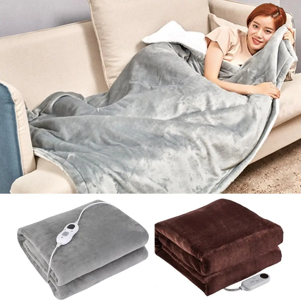 Electric Blanket Adjustable Temperature Fast Heating-up Plush Heating  Flannel Throw Blanket Bedroom Bedding for Cold Weather
