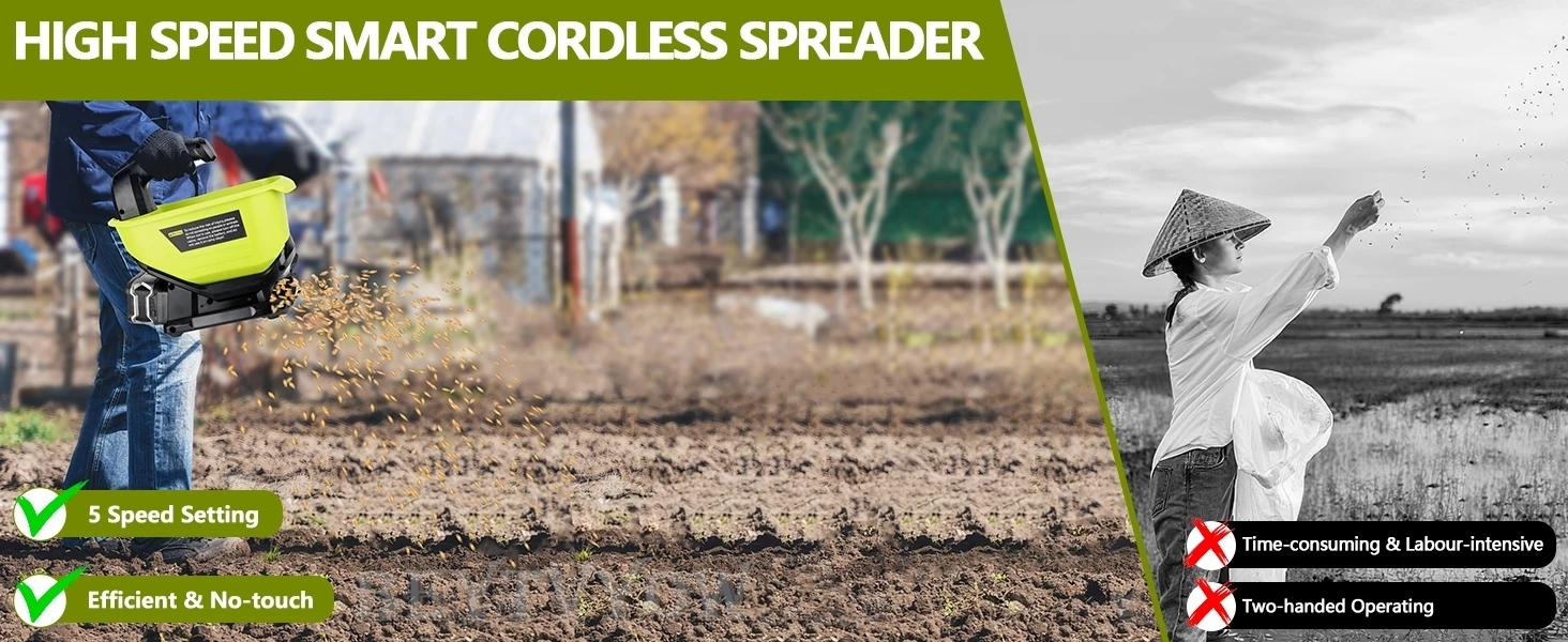 Cordless Grass Seed Spreader Compatible with Ryobi ONE+ 18V Lithium NiCd NiMh Ba