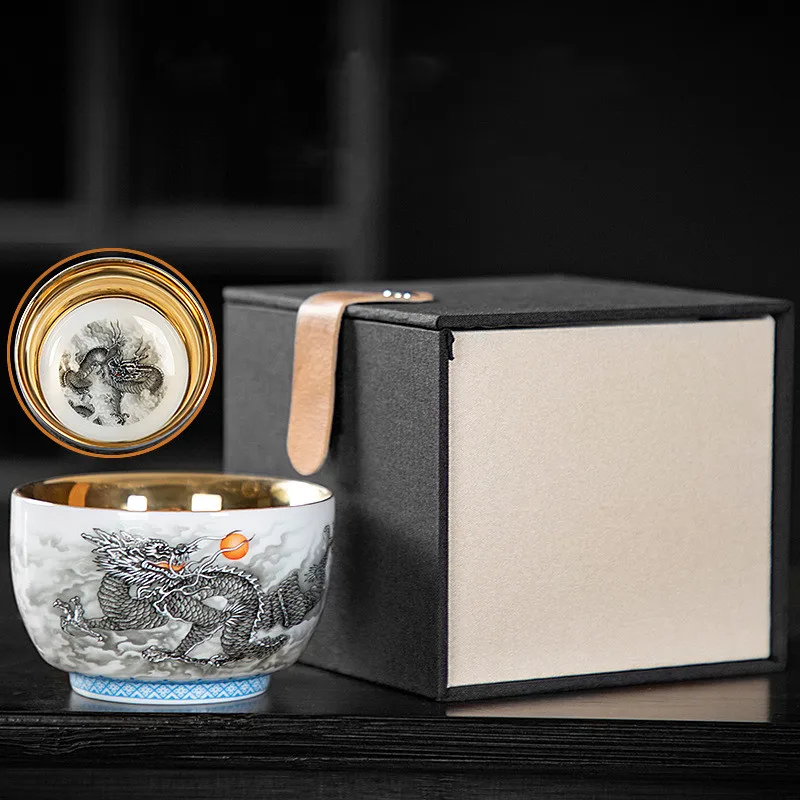 

Позолоченная чашка-Мастер 150 мл, чайная чашка ручной работы, украшение для дома, керамическая чайная чашка кунг-фу, китайская чайная чашка, подарочные керамические чашки, подарочная коробка