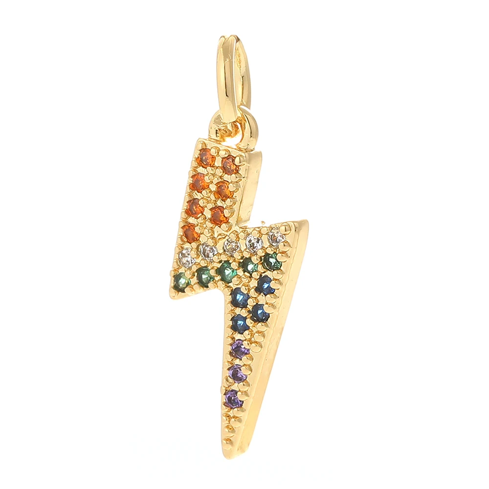 Gold Lightning Charms for DIY Jewelry Making – Shining Pendant and Copper CZ Accessory Collection