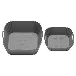 Premium Silicone Air Fryer Liners - Set of 2, Heat - Resistant and Reusable (2Pcs grey)