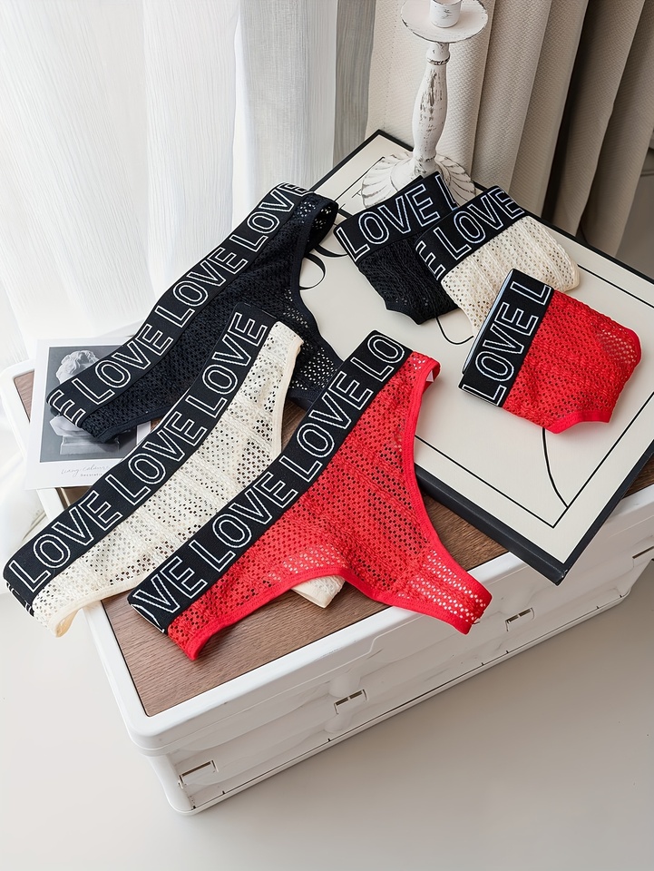 6-piece sexy, breathable, wide-belted women's thong, cotton inner-padded quick-drying T-shirt, women's underwear