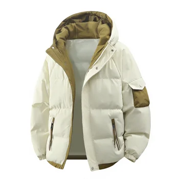 male Outerwear hooded jacket Men's winter loose jacket Cotton coat man fashion  parkas Men windproof thick warm Down Jacket