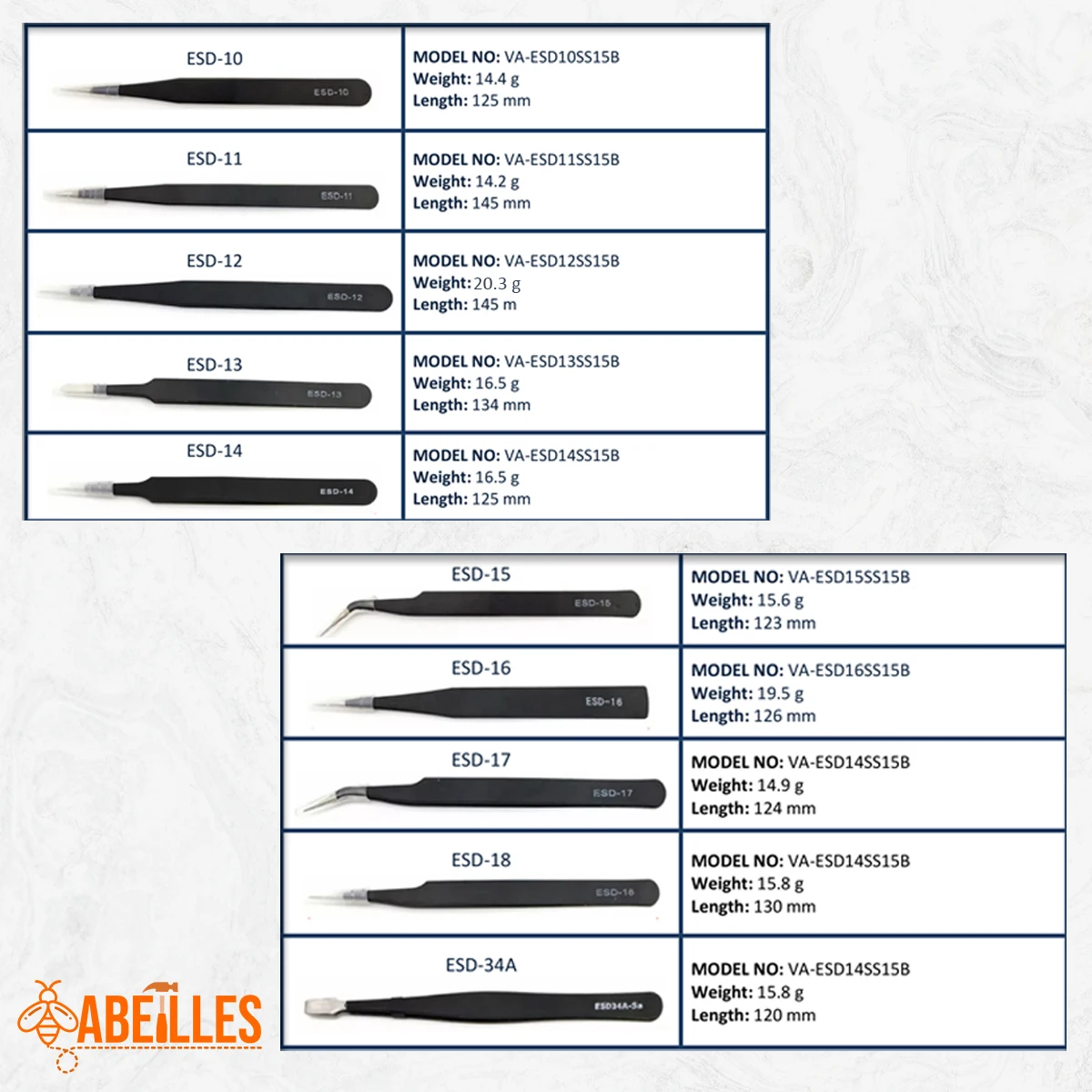 1.5MM ESD antystatyczna ESD-10 pęseta ze stali nierdzewnej ESD-11 ESD-12 ESD-13 ESD-14 ESD-15 ESD-16 ESD-18 ESD-17