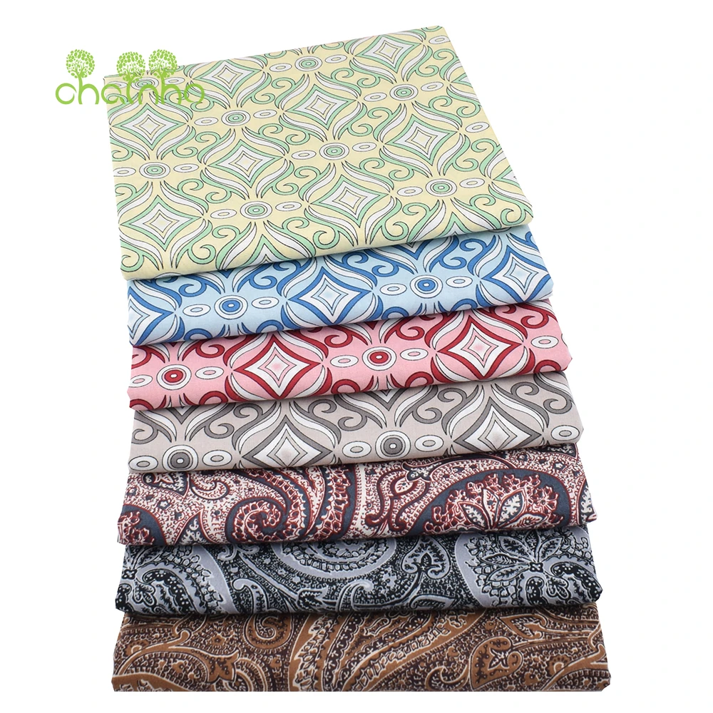 Chainho,Printed Plain Weave Poplin Cotton Fabric,DIY Sewing Quilting Material,Patchwork Cloth,3 Sizes,15PC143