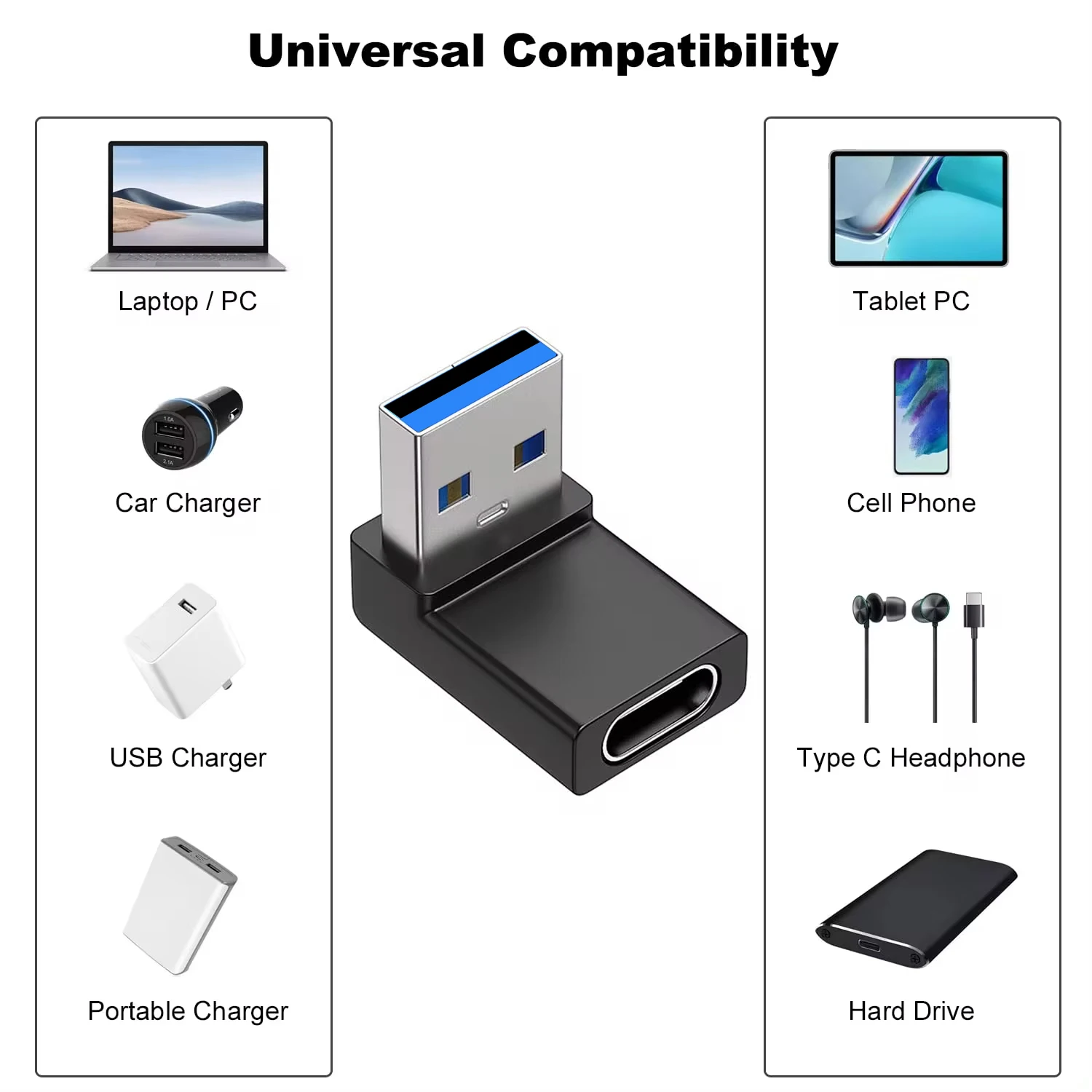 Premium Right Angle USB 3.0 to Type C Adapter