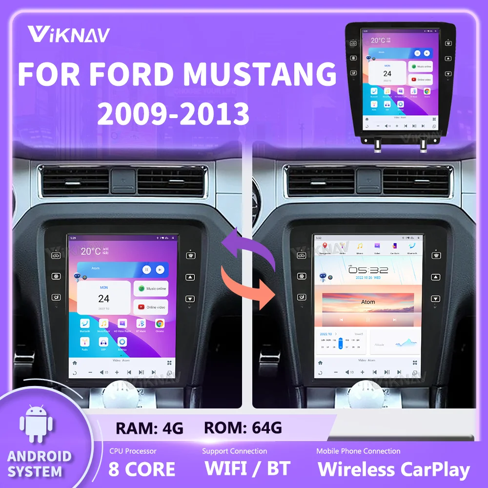 Android Multimedia Player For Ford Mustang 2009 2013 Wireless Carplay