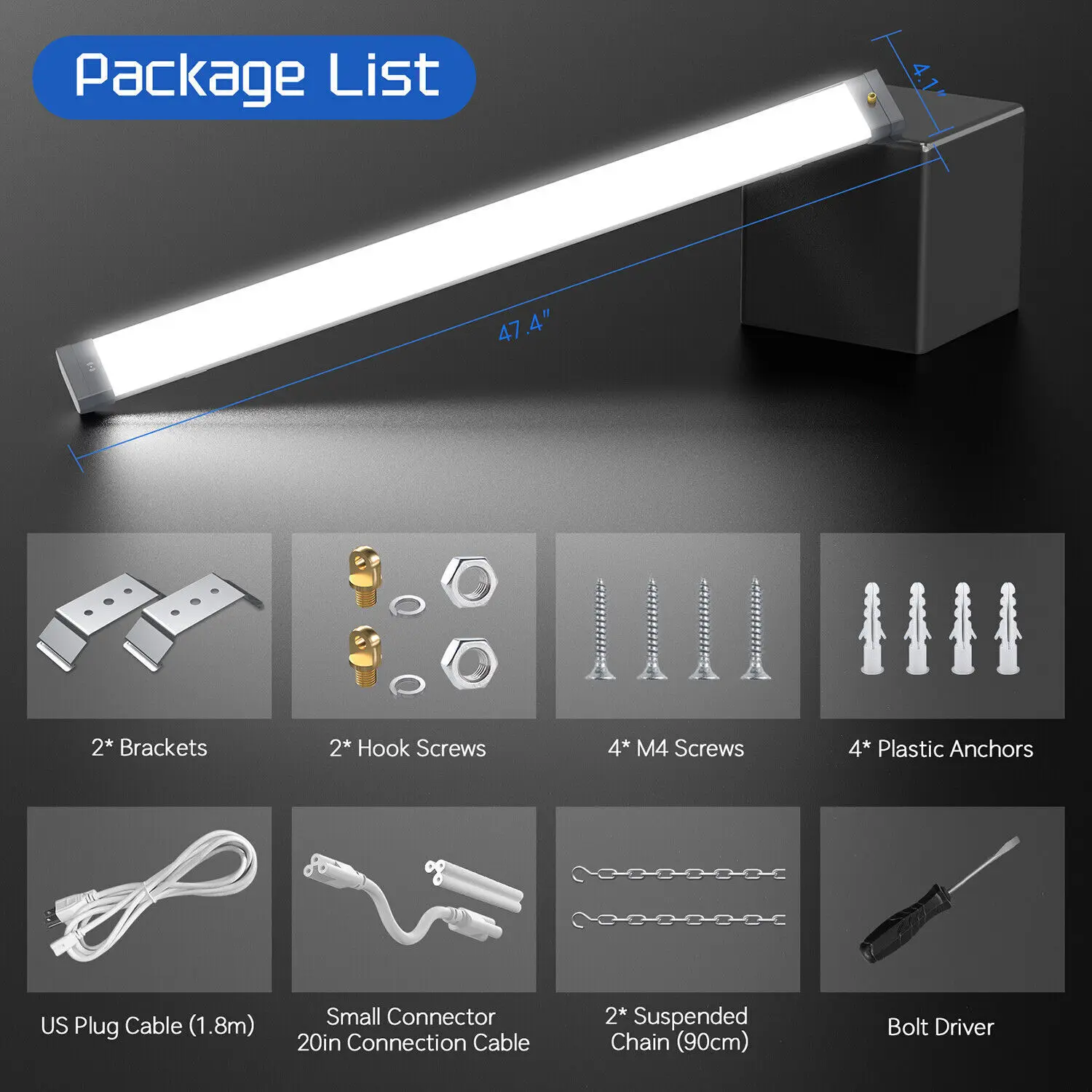 120W LED Shop Light Linkable Linear High Bay Low Bay Garage