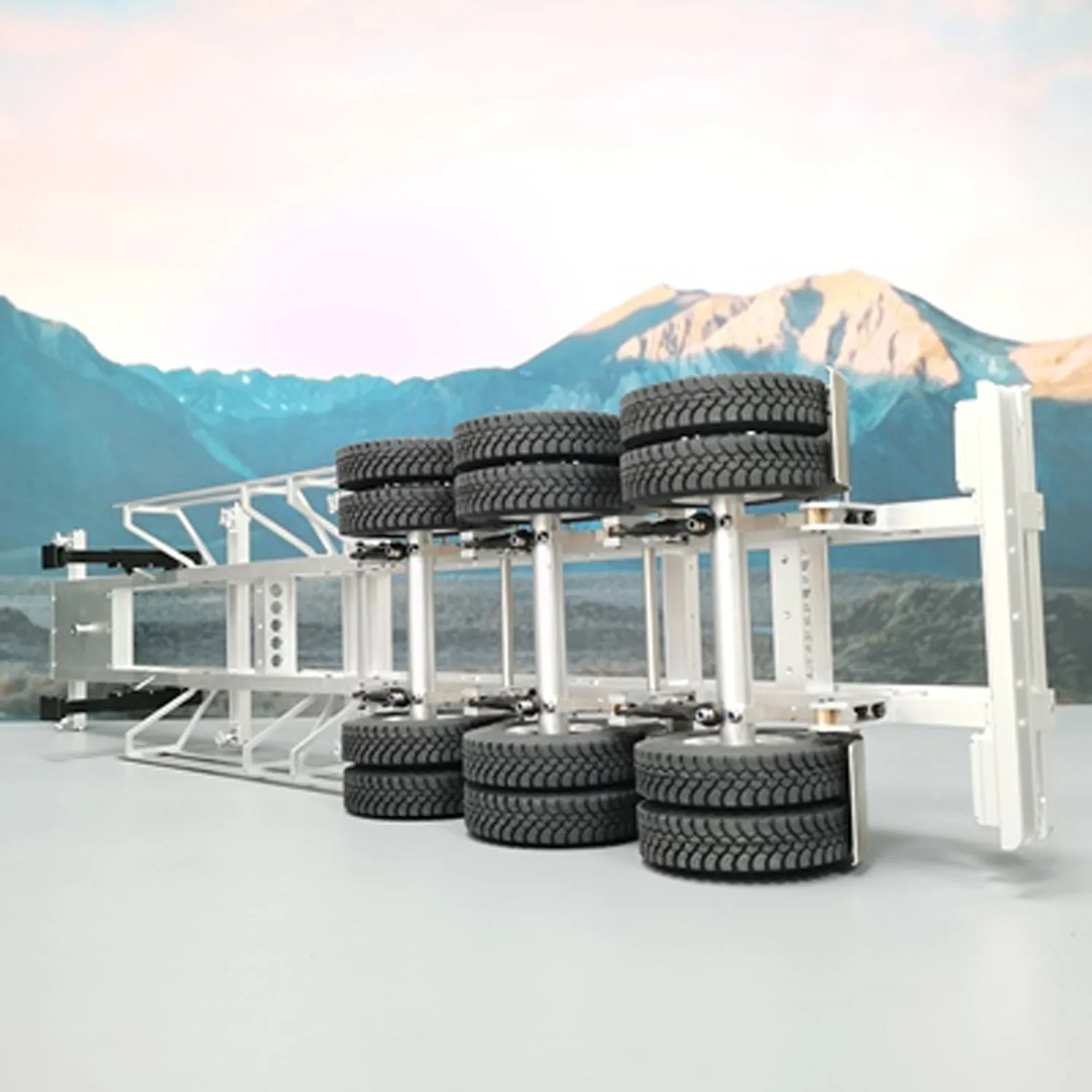 1/14 RC 3-axle Trailers Metal Frame Trailer for Remote Control Tractor Truck Dumper Tipper Car DIY Mode 40 Feet Container Toys 5