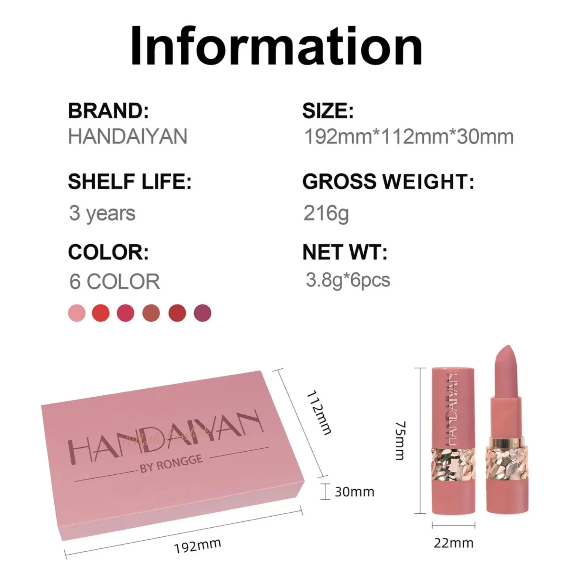 6PCS Velvet Matte Lipstick Set Highly Pigmented Long Lasting Non Drying Silky Smooth Lip Makeup Gift Box For Women_voghion.com
