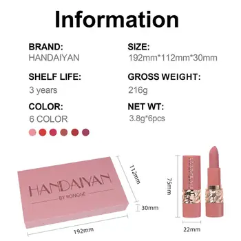 6PCS Velvet Matte Lipstick Set Highly Pigmented Long Lasting Non Drying Silky Smooth Lip Makeup Gift Box For Women 5