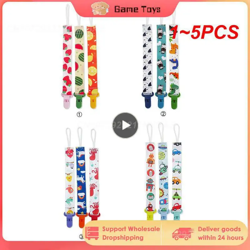 

Практичная детская пустышка-зажим, цепочка для соски, поводок, ремешок, милый цвет, Мультяшные фрукты, птицы, автомобили, животные, принт, 1 ~ 5 шт.