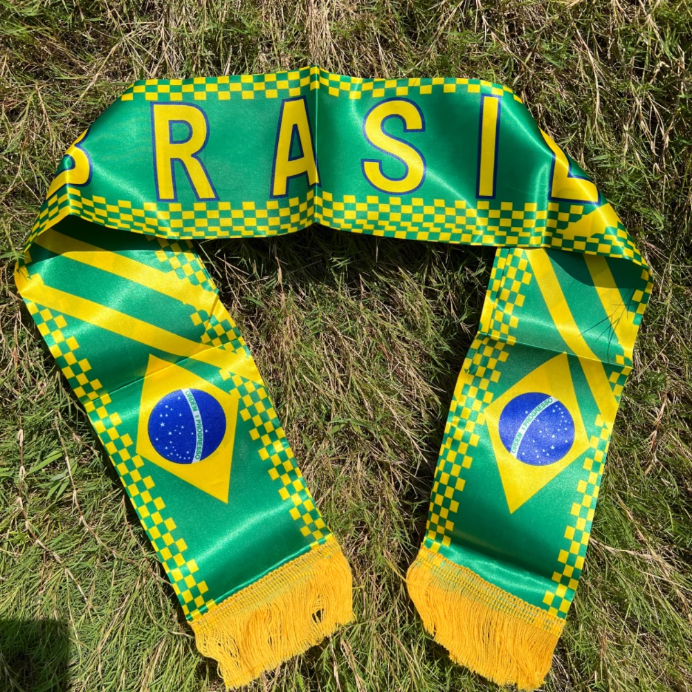 Brazil scarf 14x130cm double printed Brasil flag Custom Scarf football team Scarf Printing Satin Brazil banner - Image 2