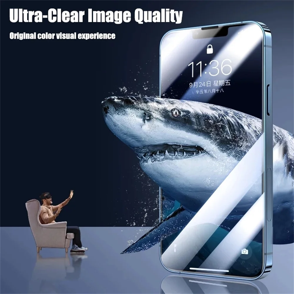100D Protective Glass For iPhone 15 14 13 12 11 Pro Max Cristal