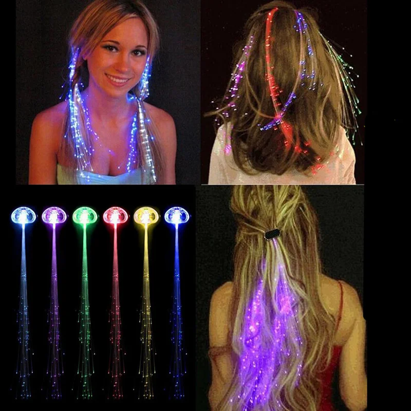 Description Picture 4 of item1pc Glowing Hair Braid Christmas Decorations LED Headband Party Hairlights Halloween Glowing Braid Clip Neon Birthday Glow Rave