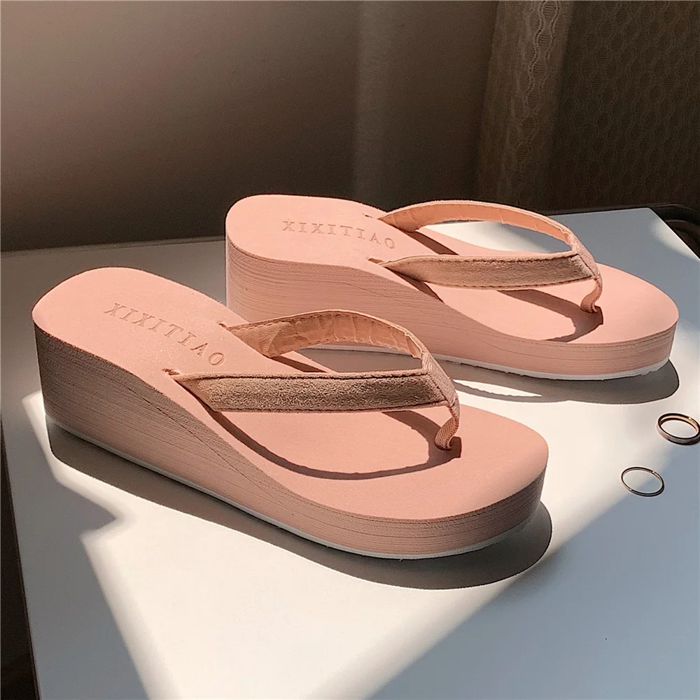 

Fashion Slippers Women Platform Sandals High Heels Sandals Summer Woman Shoes Beach Flip Flops Solid Slides 2023 Slippers Women