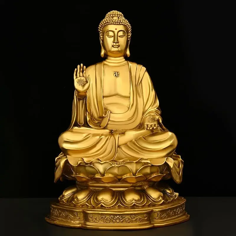 

Feng Shui Shakyamuni Buddha Ornaments Copper Sitting Lotus Flower Shakyamuni Home Buddha Hall for The Statue