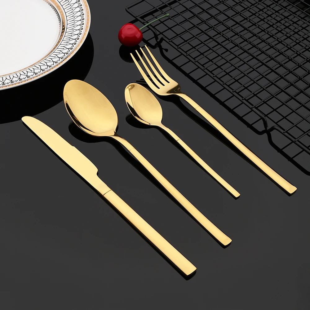 Rose Gold Wedding Dinnerware Set Stainless Steel Tableware Set Dinner Knife Fork Spoon Luxury Flatware Cutlery Silverware