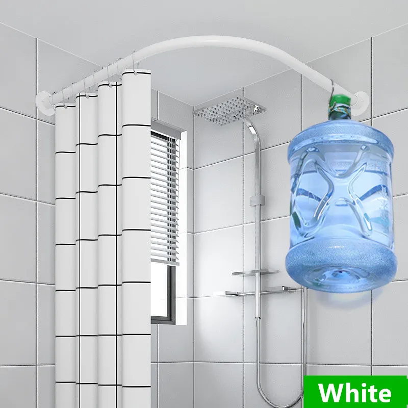 ExtendableCurvedShowerCurtainRodwhiteLShapedStainlessSteel