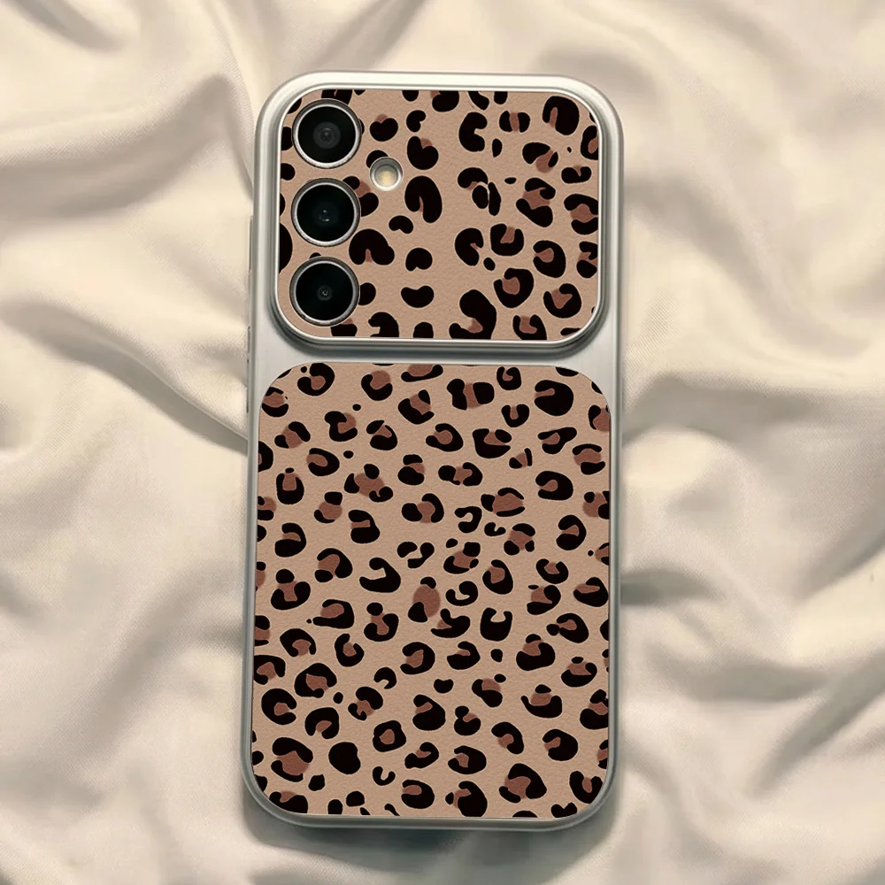 Classic Brown Leopard Print Retro Cool Style Lychee Texture Phone Case